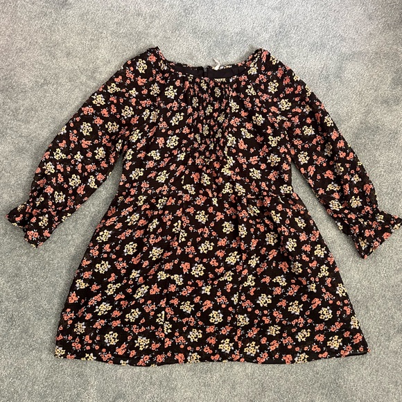 Free People Springy Black Floral Tunic Mini Dress size 2 - Picture 4 of 8